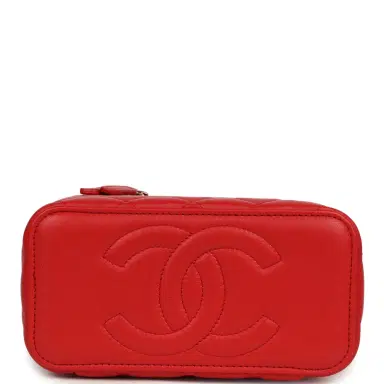 Chanel Chanel Small Classic Top Handle Vanity Case Red Lambskin Light Gold Hardware | Thumbnail 6 Chanel Chanel Small Classic Top Handle Vanity Case Red Lambskin Light Gold Hardware | Thumbnail 6