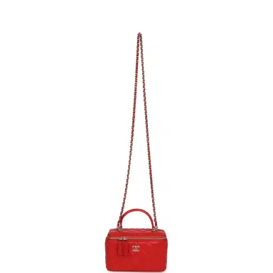 Chanel Chanel Small Classic Top Handle Vanity Case Red Lambskin Light Gold Hardware | Thumbnail 7 Chanel Chanel Small Classic Top Handle Vanity Case Red Lambskin Light Gold Hardware | Thumbnail 7