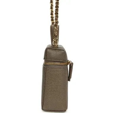 Chanel Chanel Top Handle Long Vanity Case with Chain Dark Khaki Lizard Embossed Calfskin Gold Hardware | Thumbnail 3 Chanel Chanel Top Handle Long Vanity Case with Chain Dark Khaki Lizard Embossed Calfskin Gold Hardware | Thumbnail 3