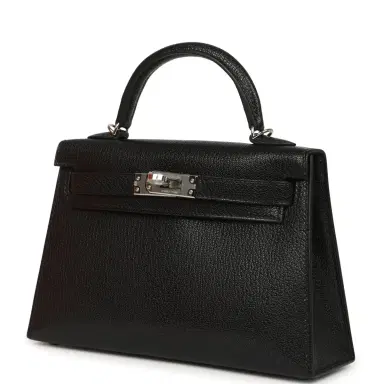 HERMÈS Hermes "Clou De Coeur" Kelly Sellier 20 Black Chevre Chamkila Palladium Hardware | Thumbnail 6 HERMÈS Hermes "Clou De Coeur" Kelly Sellier 20 Black Chevre Chamkila Palladium Hardware | Thumbnail 6