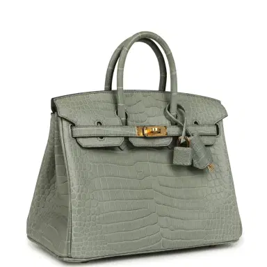 HERMÈS Hermes Birkin 25 Gris Ciment Matte Porosus Crocodile Gold Hardware | Thumbnail 2 HERMÈS Hermes Birkin 25 Gris Ciment Matte Porosus Crocodile Gold Hardware | Thumbnail 2