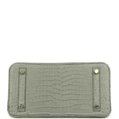 HERMÈS Hermes Birkin 25 Gris Ciment Matte Porosus Crocodile Gold Hardware | Thumbnail 6 HERMÈS Hermes Birkin 25 Gris Ciment Matte Porosus Crocodile Gold Hardware | Thumbnail 6