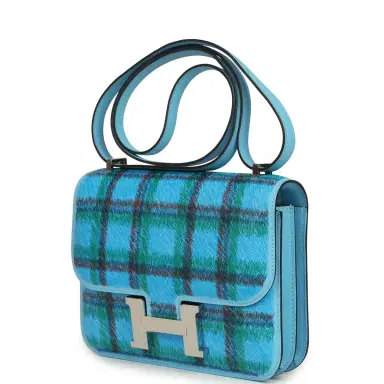 HERMÈS Hermes Constance 18 Tartan Celeste Swift Palladium Hardware | Thumbnail 5 HERMÈS Hermes Constance 18 Tartan Celeste Swift Palladium Hardware | Thumbnail 5