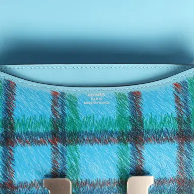 HERMÈS Hermes Constance 18 Tartan Celeste Swift Palladium Hardware | Thumbnail 8 HERMÈS Hermes Constance 18 Tartan Celeste Swift Palladium Hardware | Thumbnail 8