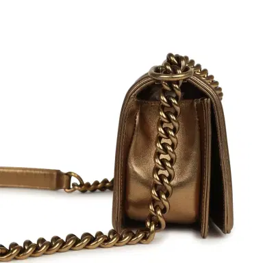 Chanel Pre-owned Chanel Small Boy Bag Metallic Gold Python Antique Gold Hardware | Thumbnail 3 Chanel Pre-owned Chanel Small Boy Bag Metallic Gold Python Antique Gold Hardware | Thumbnail 3