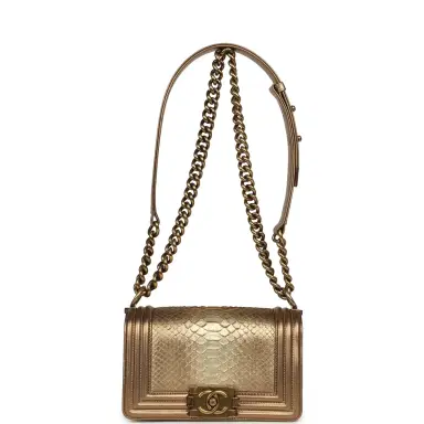 Chanel Pre-owned Chanel Small Boy Bag Metallic Gold Python Antique Gold Hardware | Thumbnail 7 Chanel Pre-owned Chanel Small Boy Bag Metallic Gold Python Antique Gold Hardware | Thumbnail 7