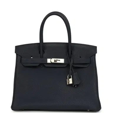HERMÈS Pre-owned Hermes Birkin 30 Bleu Nuit Togo Palladium Hardware | Thumbnail 1 HERMÈS Pre-owned Hermes Birkin 30 Bleu Nuit Togo Palladium Hardware | Thumbnail 1