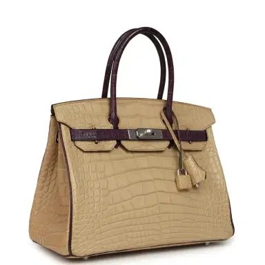 HERMÈS Pre-owned Hermes Special Order (HSS) Birkin 30 Poussiere, Amethyst Matte Alligator Palladium Hardware | Thumbnail 2 HERMÈS Pre-owned Hermes Special Order (HSS) Birkin 30 Poussiere, Amethyst Matte Alligator Palladium Hardware | Thumbnail 2