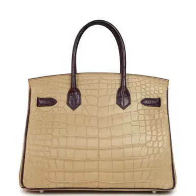 HERMÈS Pre-owned Hermes Special Order (HSS) Birkin 30 Poussiere, Amethyst Matte Alligator Palladium Hardware | Thumbnail 4 HERMÈS Pre-owned Hermes Special Order (HSS) Birkin 30 Poussiere, Amethyst Matte Alligator Palladium Hardware | Thumbnail 4
