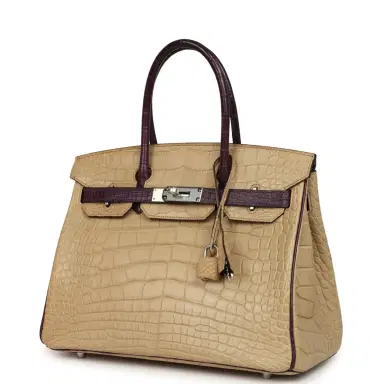 HERMÈS Pre-owned Hermes Special Order (HSS) Birkin 30 Poussiere, Amethyst Matte Alligator Palladium Hardware | Thumbnail 5 HERMÈS Pre-owned Hermes Special Order (HSS) Birkin 30 Poussiere, Amethyst Matte Alligator Palladium Hardware | Thumbnail 5
