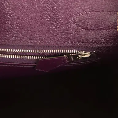 HERMÈS Pre-owned Hermes Special Order (HSS) Birkin 30 Poussiere, Amethyst Matte Alligator Palladium Hardware | Thumbnail 9 HERMÈS Pre-owned Hermes Special Order (HSS) Birkin 30 Poussiere, Amethyst Matte Alligator Palladium Hardware | Thumbnail 9