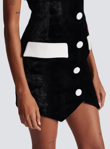 Balmain Short structured dress in velvet and crepe | Thumbnail 5 Balmain Short structured dress in velvet and crepe | Thumbnail 5