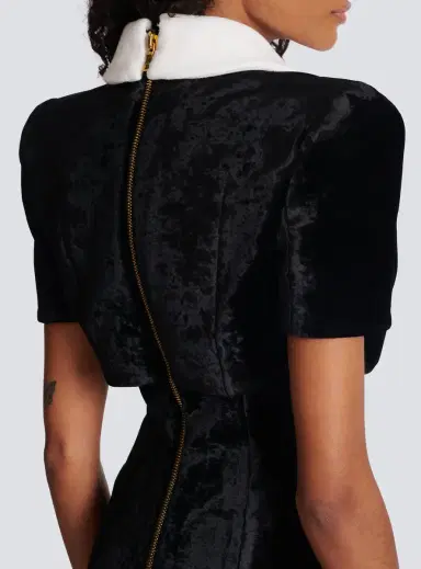 Balmain Short structured dress in velvet and crepe | Thumbnail 6 Balmain Short structured dress in velvet and crepe | Thumbnail 6