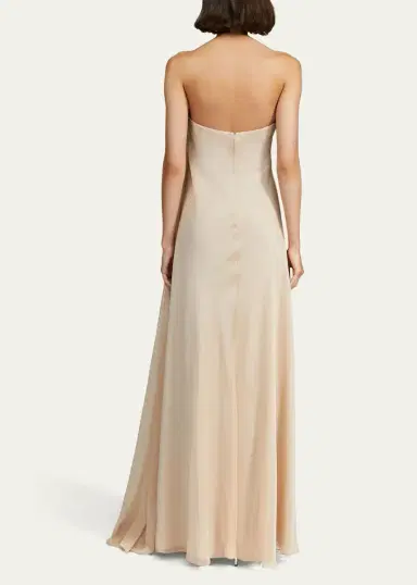 Halston Oyster Draped Strapless Chiffon Gown | Thumbnail 3 Halston Oyster Draped Strapless Chiffon Gown | Thumbnail 3