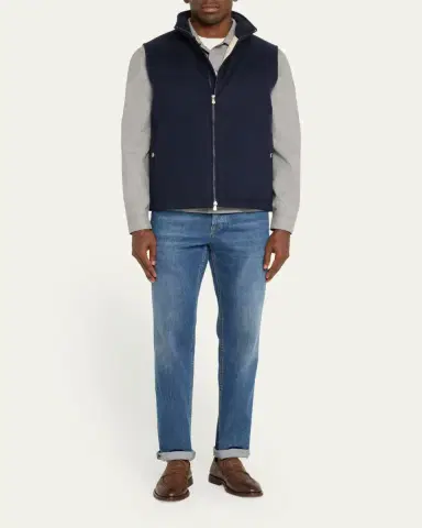 Brunello Cucinelli Men's Wool Padded Full-Zip Vest | Thumbnail 2 Brunello Cucinelli Men's Wool Padded Full-Zip Vest | Thumbnail 2