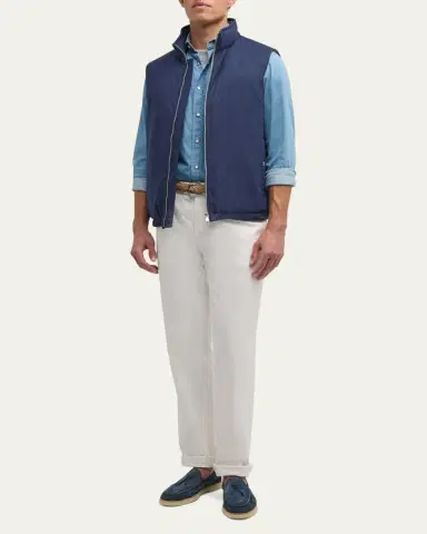 Brunello Cucinelli Men's Wool Padded Full-Zip Vest | Thumbnail 6 Brunello Cucinelli Men's Wool Padded Full-Zip Vest | Thumbnail 6