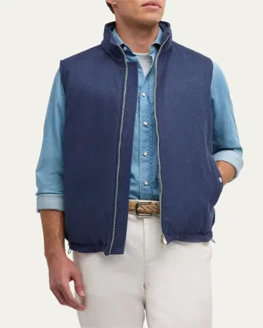 Brunello Cucinelli Men's Wool Padded Full-Zip Vest | Thumbnail 8 Brunello Cucinelli Men's Wool Padded Full-Zip Vest | Thumbnail 8