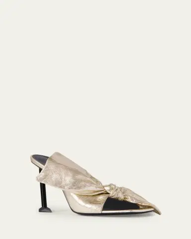 Givenchy 95mm Crinkled Metallic Leather Bow Mules | Thumbnail 2 Givenchy 95mm Crinkled Metallic Leather Bow Mules | Thumbnail 2