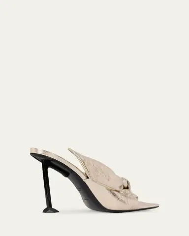 Givenchy 95mm Crinkled Metallic Leather Bow Mules | Thumbnail 3 Givenchy 95mm Crinkled Metallic Leather Bow Mules | Thumbnail 3