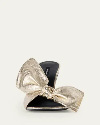 Givenchy 95mm Crinkled Metallic Leather Bow Mules | Thumbnail 4 Givenchy 95mm Crinkled Metallic Leather Bow Mules | Thumbnail 4