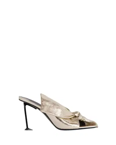 Givenchy 95mm Crinkled Metallic Leather Bow Mules | Thumbnail 1 Givenchy 95mm Crinkled Metallic Leather Bow Mules | Thumbnail 1