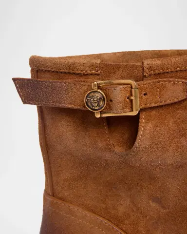 Versace Men's Suede La Medusa Buckle Ankle Boots | Thumbnail 5 Versace Men's Suede La Medusa Buckle Ankle Boots | Thumbnail 5