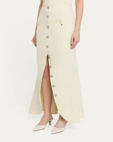 Wiederhoeft Button-Front Denim Maxi Tulip Skirt | Thumbnail 4 Wiederhoeft Button-Front Denim Maxi Tulip Skirt | Thumbnail 4