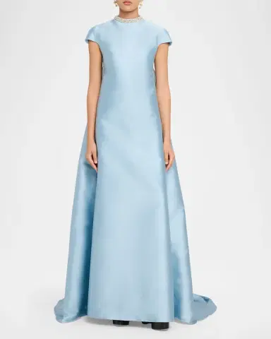 Atelier Prabal Gurung Naomi Crystal Button-Back Gown with Train | Thumbnail 2 Atelier Prabal Gurung Naomi Crystal Button-Back Gown with Train | Thumbnail 2