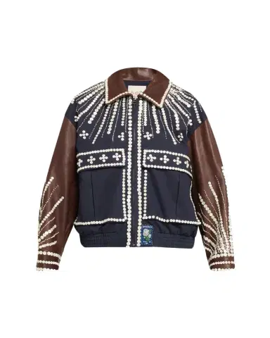 Sea Georgie Embellished Mixed-Media Bomber Jacket | Thumbnail 1 Sea Georgie Embellished Mixed-Media Bomber Jacket | Thumbnail 1