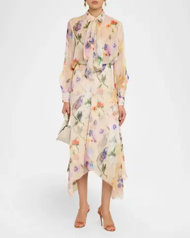 PRABAL GURUNG Floral-Print Handkerchief Hem Skirt | Thumbnail 2 PRABAL GURUNG Floral-Print Handkerchief Hem Skirt | Thumbnail 2