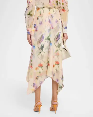 PRABAL GURUNG Floral-Print Handkerchief Hem Skirt | Thumbnail 3 PRABAL GURUNG Floral-Print Handkerchief Hem Skirt | Thumbnail 3