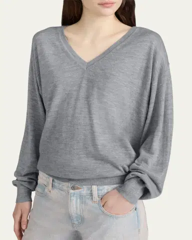 Frame The Cashmere V-Neck Sweater | Thumbnail 4 Frame The Cashmere V-Neck Sweater | Thumbnail 4