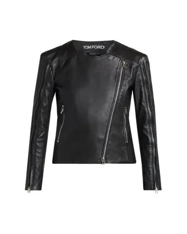 Tom Ford Collarless Leather Moto Jacket | Thumbnail 1 Tom Ford Collarless Leather Moto Jacket | Thumbnail 1