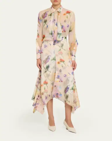 Prabal Gurung Floral-Print Handkerchief Hem Skirt | Thumbnail 2 Prabal Gurung Floral-Print Handkerchief Hem Skirt | Thumbnail 2