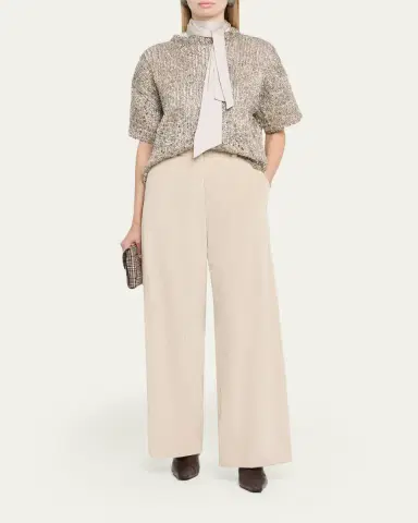 Brunello Cucinelli Fluid Silk Satin Top with Scarf Collar | Thumbnail 2 Brunello Cucinelli Fluid Silk Satin Top with Scarf Collar | Thumbnail 2