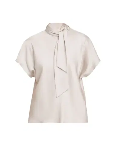 Brunello Cucinelli Fluid Silk Satin Top with Scarf Collar | Thumbnail 1 Brunello Cucinelli Fluid Silk Satin Top with Scarf Collar | Thumbnail 1