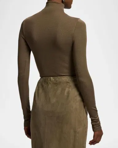 Ralph Lauren Collection Catia Rib-Knit Stretch Silk Mockneck Top | Thumbnail 3 Ralph Lauren Collection Catia Rib-Knit Stretch Silk Mockneck Top | Thumbnail 3