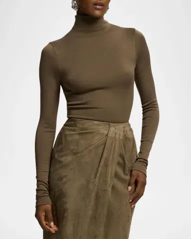 Ralph Lauren Collection Catia Rib-Knit Stretch Silk Mockneck Top | Thumbnail 4 Ralph Lauren Collection Catia Rib-Knit Stretch Silk Mockneck Top | Thumbnail 4