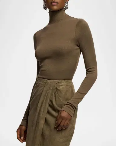 Ralph Lauren Collection Catia Rib-Knit Stretch Silk Mockneck Top | Thumbnail 6 Ralph Lauren Collection Catia Rib-Knit Stretch Silk Mockneck Top | Thumbnail 6