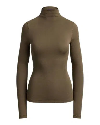 Ralph Lauren Collection Catia Rib-Knit Stretch Silk Mockneck Top | Thumbnail 1 Ralph Lauren Collection Catia Rib-Knit Stretch Silk Mockneck Top | Thumbnail 1