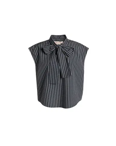 Marni Self-Tie Half-Placket Striped Blouse | Thumbnail 1 Marni Self-Tie Half-Placket Striped Blouse | Thumbnail 1