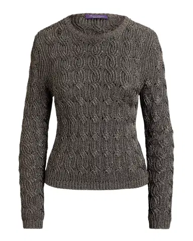 Ralph Lauren Collection Metallic Cable-Knit Crewneck Sweater | Thumbnail 1 Ralph Lauren Collection Metallic Cable-Knit Crewneck Sweater | Thumbnail 1