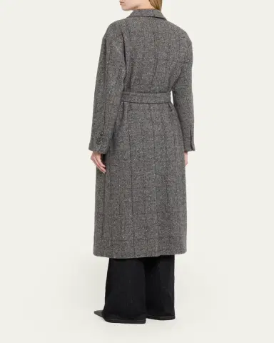 Brunello Cucinelli Macrocheck Alpaca Long Coat | Thumbnail 3 Brunello Cucinelli Macrocheck Alpaca Long Coat | Thumbnail 3