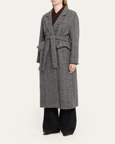 Brunello Cucinelli Macrocheck Alpaca Long Coat | Thumbnail 4 Brunello Cucinelli Macrocheck Alpaca Long Coat | Thumbnail 4