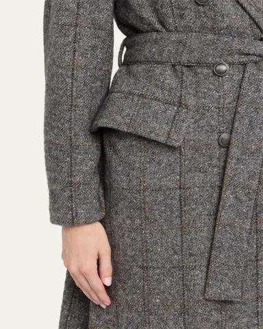 Brunello Cucinelli Macrocheck Alpaca Long Coat | Thumbnail 5 Brunello Cucinelli Macrocheck Alpaca Long Coat | Thumbnail 5