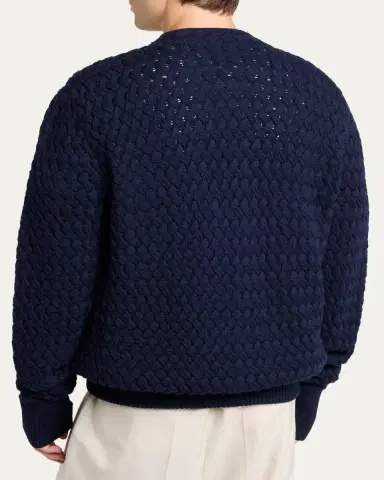 Bottega Veneta Men's Intrecciato Wool Knit Cardigan | Thumbnail 3 Bottega Veneta Men's Intrecciato Wool Knit Cardigan | Thumbnail 3