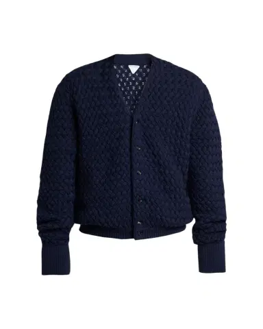Bottega Veneta Men's Intrecciato Wool Knit Cardigan | Thumbnail 1 Bottega Veneta Men's Intrecciato Wool Knit Cardigan | Thumbnail 1