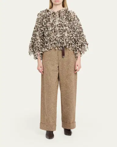 Brunello Cucinelli Embellished Curly Mohair Cape | Thumbnail 2 Brunello Cucinelli Embellished Curly Mohair Cape | Thumbnail 2