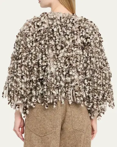 Brunello Cucinelli Embellished Curly Mohair Cape | Thumbnail 3 Brunello Cucinelli Embellished Curly Mohair Cape | Thumbnail 3