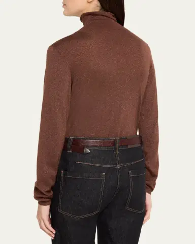 Brunello Cucinelli Shimmering Cashmere-Silk Knit Turtleneck Sweater | Thumbnail 3 Brunello Cucinelli Shimmering Cashmere-Silk Knit Turtleneck Sweater | Thumbnail 3